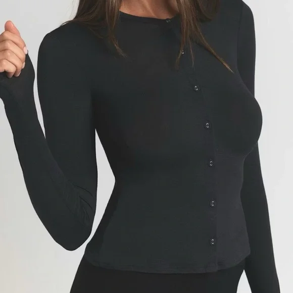 SKIMS Sheer Modal Cardigan | Onyx | Size XS - Picture 2 of 12